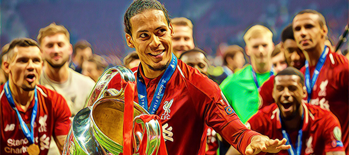 Van Dijk celebra la Champions League 2019 ganada con el Liverpool
